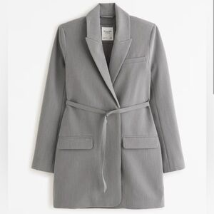 ABERCROMBIE SIDE-TIE BLAZERS MINI DRESS IN GREY - SMALL TALL